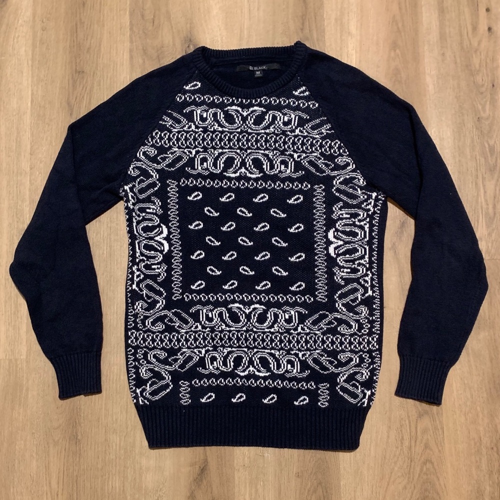 Paisley Black Bandana Design Pattern Crewneck